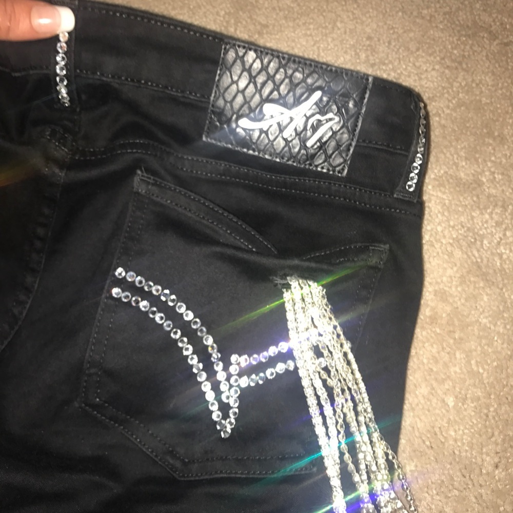 Black jeans with Swarovski bling & chain
